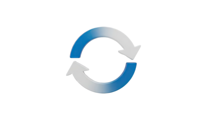 Circular arrows symbol with blue and white gradient