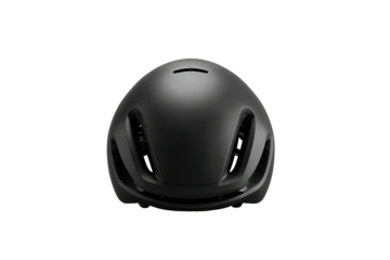 Matte black bike helmet front view on a dark background