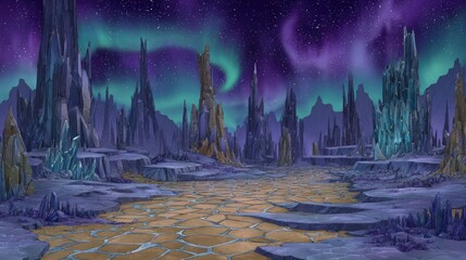 Nightfall  Aurora Over A Deserted Alien Cityscape