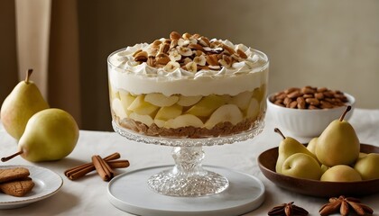 pear and almond trifle dessert