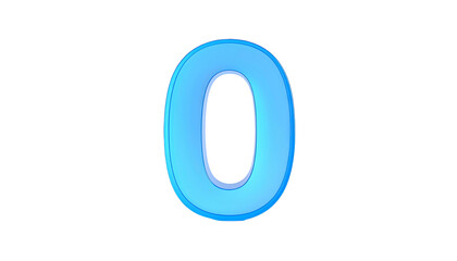 A numeral "0" rendered with a glowing, blue gradient effect against a stark, black backdrop. It has a slightly 3D aesthetic
