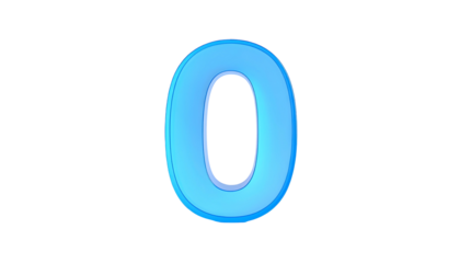 A numeral "0" rendered with a glowing, blue gradient effect against a stark, black backdrop. It has a slightly 3D aesthetic