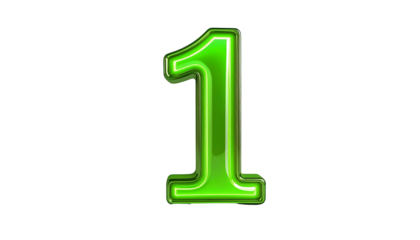 A vibrant, neon-green number one, rendered in 3D with a glossy finish. It floats against a stark black background