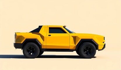 Modern Geometric Yellow Pickup Truck Design