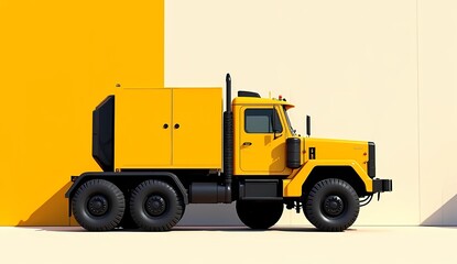 Industrial Yellow Heavy Duty Service Truck with Equipment Box
