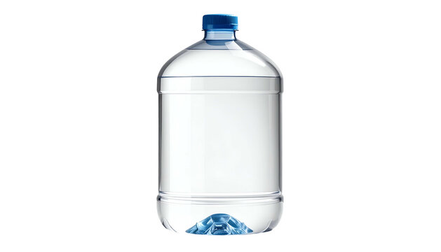 Large transparent container of liquid with a blue cap against a black background. The base has a small section of a blue liquid