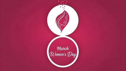 Happy women's day celebration with leaf emblem on red background