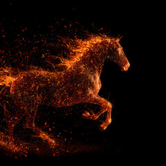 Traditional Chinese red lanterns surrounding a subtle fire horse zodiac emblem, festive celebration mood, soft warm lighting, elegant composition, no text