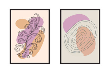 Abstract coffee swirl pattern, soft curves, limited color palette, modern minimal design, elegant wall art for coffee shop