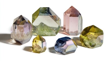 Colorful Faceted Crystals Displayed