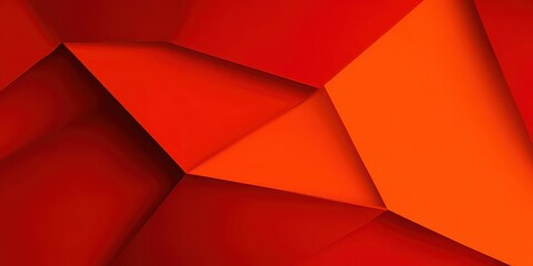 Abstract Geometric Background Featuring Shades of Red Orange and Shadow Accents with Triangular Facets and Angled Planes Creating a Dimensional Effect