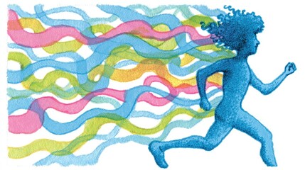 Obraz premium Abstract illustration of a running person with colorful flowing lines