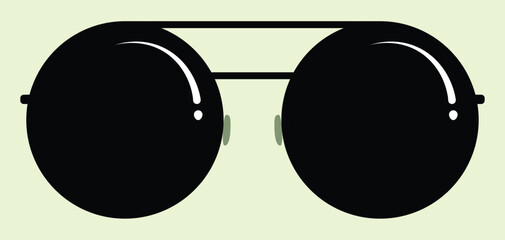 Round Black Sunglasses Glasses Vector Illustration on Off-White Background.