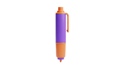 Stylized Purple and Orange Pen with Clip
