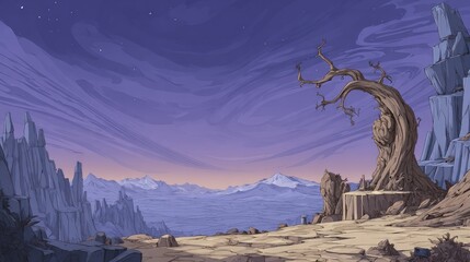 Pixelated Fantasy Landscape At Dawn