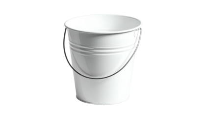 A white, cylindrical container with a curved handle on a completely black background
