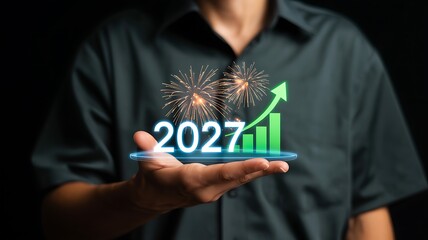 Future growth concept 2027 with digital graph and technology visualization