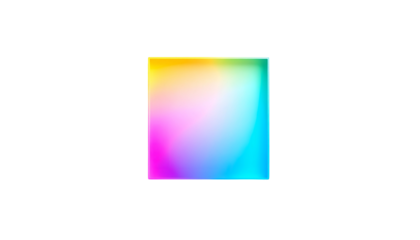 A square gradient against black. Colors shift from yellow to blue, passing through pink. It glows