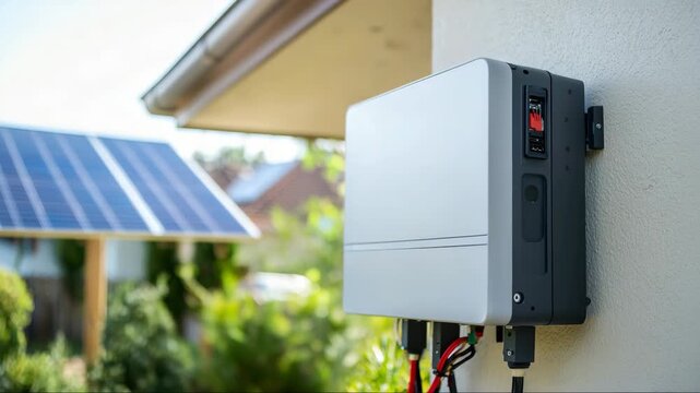 Residential solar inverter mounted on exterior wall