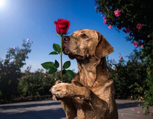 golden retriever puppy with flowers