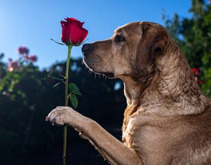 dog with flowers