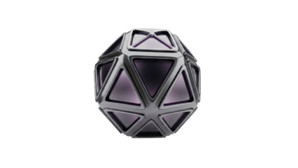 Abstract Geometric Shape with Metallic Frame and Purple Insets