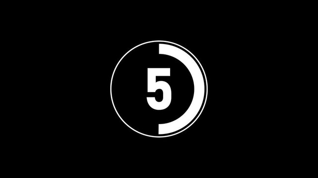 White Number Seven Inside Circle With Progress Bar and 10 second countdown timer animation . number, numeral, digit, count, counting, timer, countdown, progress, progress bar, circle, ring,  