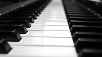 octet. Close-up of piano keys in black and white pattern, elegant musical instrument detail. lifestyle magazines, social media lookbooks, designed for influencer and brand collaborations.
