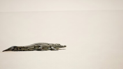 A small grey crocodile toy figurine on a plain light background, viewed from the side.