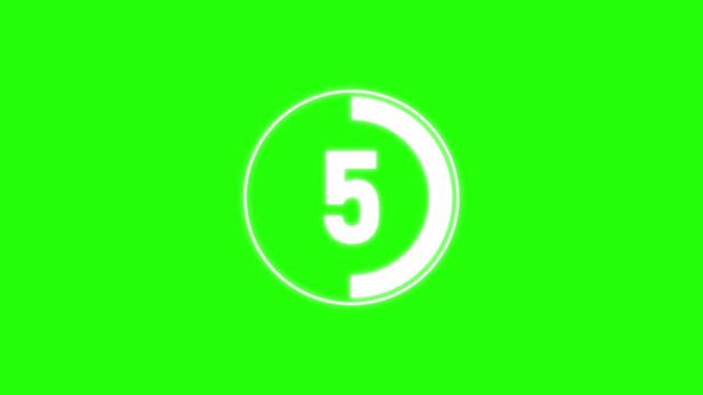 White Number Seven Inside Circle With Progress Bar and 10 second countdown timer animation . number, numeral, digit, count, counting, timer, countdown, progress, progress bar, circle, ring,  