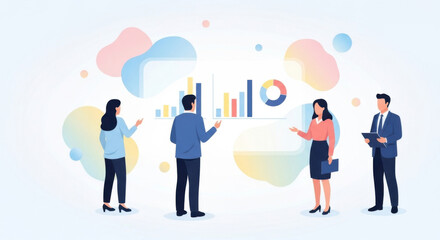 Team of Professionals Presenting Data Charts in Meeting Room