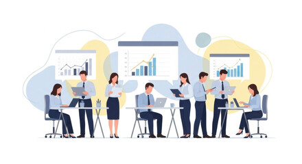 Team of Professionals Analyzing Data Charts in Office