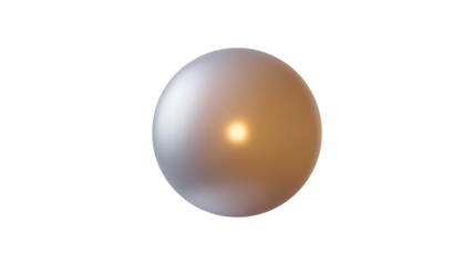 Pearlescent Sphere with Golden Light Spot on White Background isolated on a transparent background