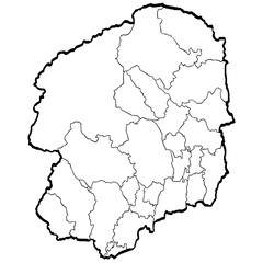栃木県地図 筆タッチ 市町村区分 和風 関東 東日本 / A brushstroke map of Tochigi Prefecture 2