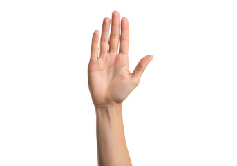 Obraz premium A hand with palm facing forward and fingers spread apart isolated on transparent background