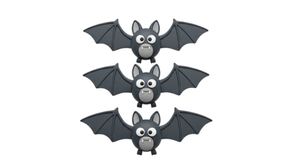 Three Cartoon Bats with Wide Eyes