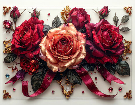 Beautiful Red Rose Flower in Full Bloom with Elegant Petals Close-up