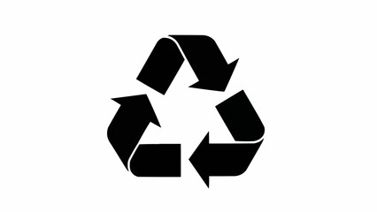 Black Recycle Symbol on White Background Representing Sustainability.