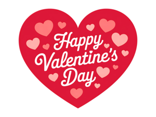 A vibrant red heart graphic with the text happy valentine s day perfect for designs on transparent background