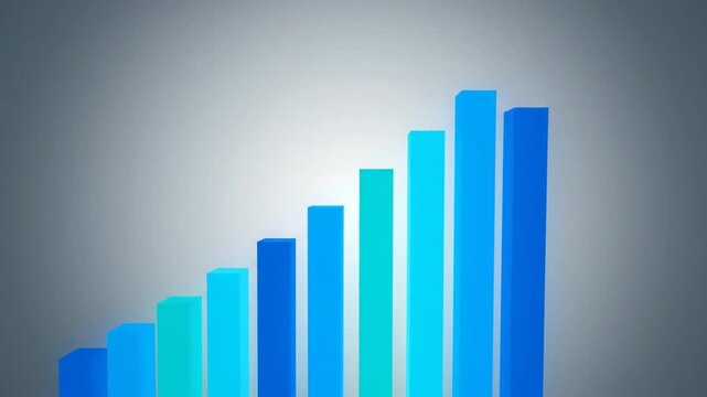 A 3D bar graph with blue bars of varying heights on a gradient background