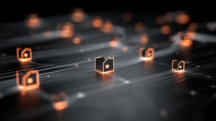 Data Transmission: Abstract image, an intricate network of illuminated folders floats against a dark backdrop, symbolizing the modern-day flow of data and digital information.