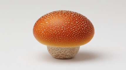 Orange Mushroom with Speckled Cap on White Background Isolated Studio Shot of Edible Fungus with Textured Stem and Detailed Surface in Natural Light