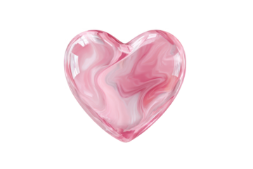 A 3d pink heart isolated on white and a romantic pink heart in glass serve as a sweet symbol of love and passion for a Valentine's Day celebration gift