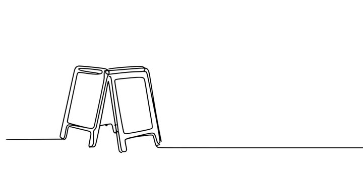 Open Message: Minimalist Sandwich Board Sketch, A minimalist line drawing of a sandwich board sign, symbolizing public messaging and display