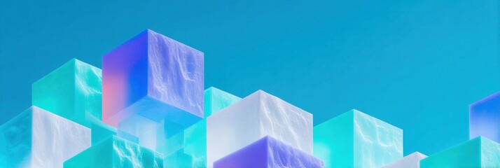 Modern AI Core Logic Professional Translucent Cube Cluster for Tech Marketing, Advertising and Editorial Use