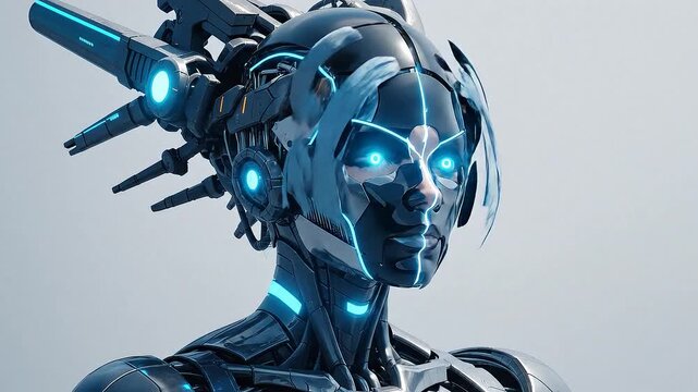 Futuristic Android Face Transition 16x9 Video