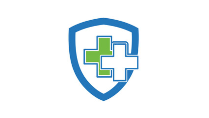 Obraz premium Medical health insurance protection shield with cross symbols