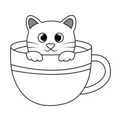 A cute animal cat sitting with a cup vector illustration © MdRiad