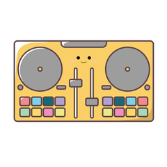 Cute Kawaii DJ Vector Pastel Colored Flat Style Music Illustration, Hand-Drawn Cartoon Disc Jockey Icon for Party, Club Event, Kids Design, Entertainment, and Nightlife Theme