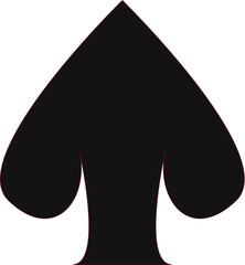 Minimal flat vector illustration of a black spade symbol, clean geometric shape, modern icon design, simple graphic element isolated on white background.